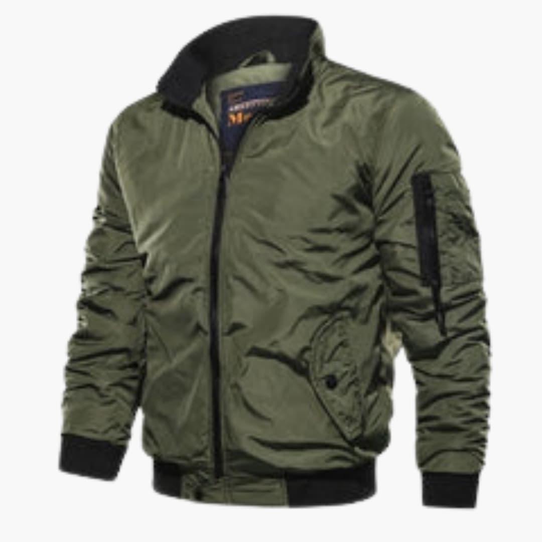 Herren Bomberjacke mit Reißverschluss und geripptem Saum 1