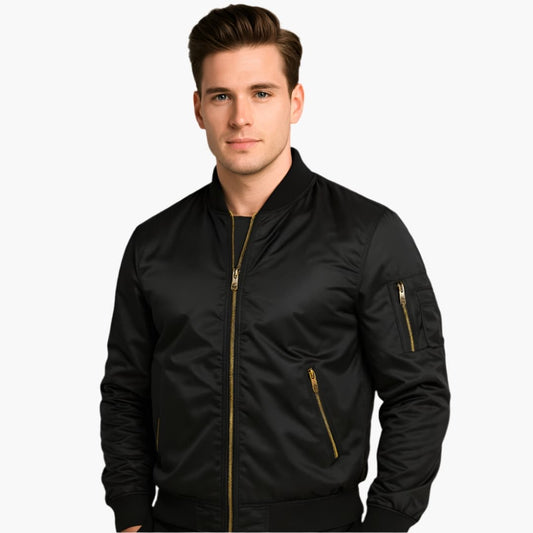 Herren Bomberjacke mit Rippbund und Reißverschluss 0