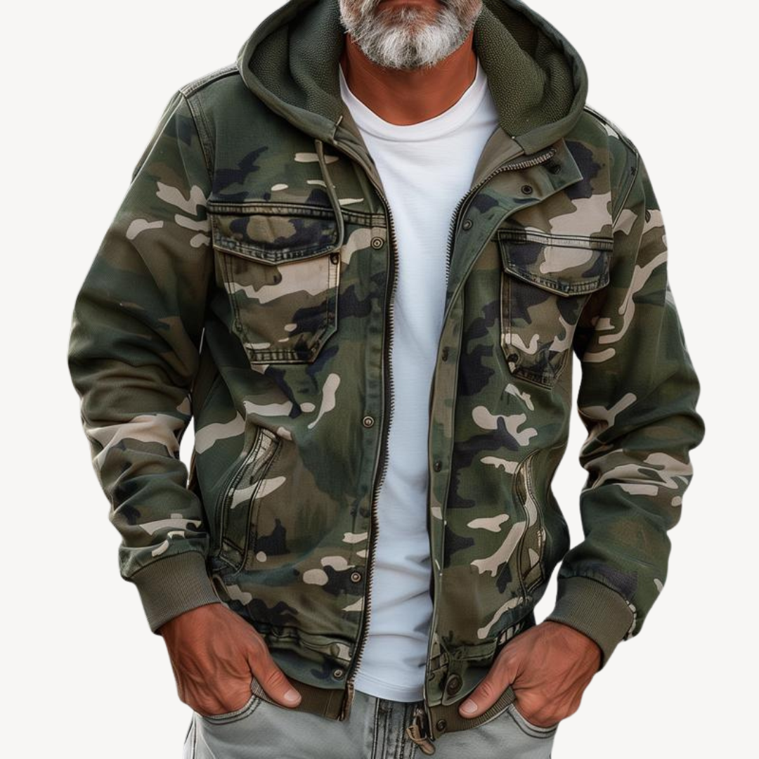 Herren Camouflage Jacke mit Kapuze | Loravelle 0