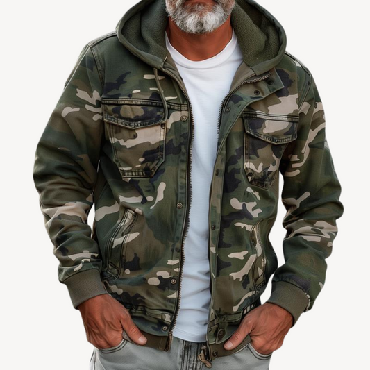 Herren Camouflage Jacke mit Kapuze | Loravelle 0
