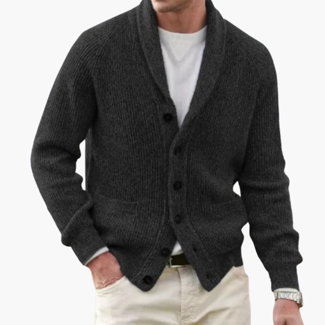 Herren Cardigan mit Schalkragen und Fronttaschen 0