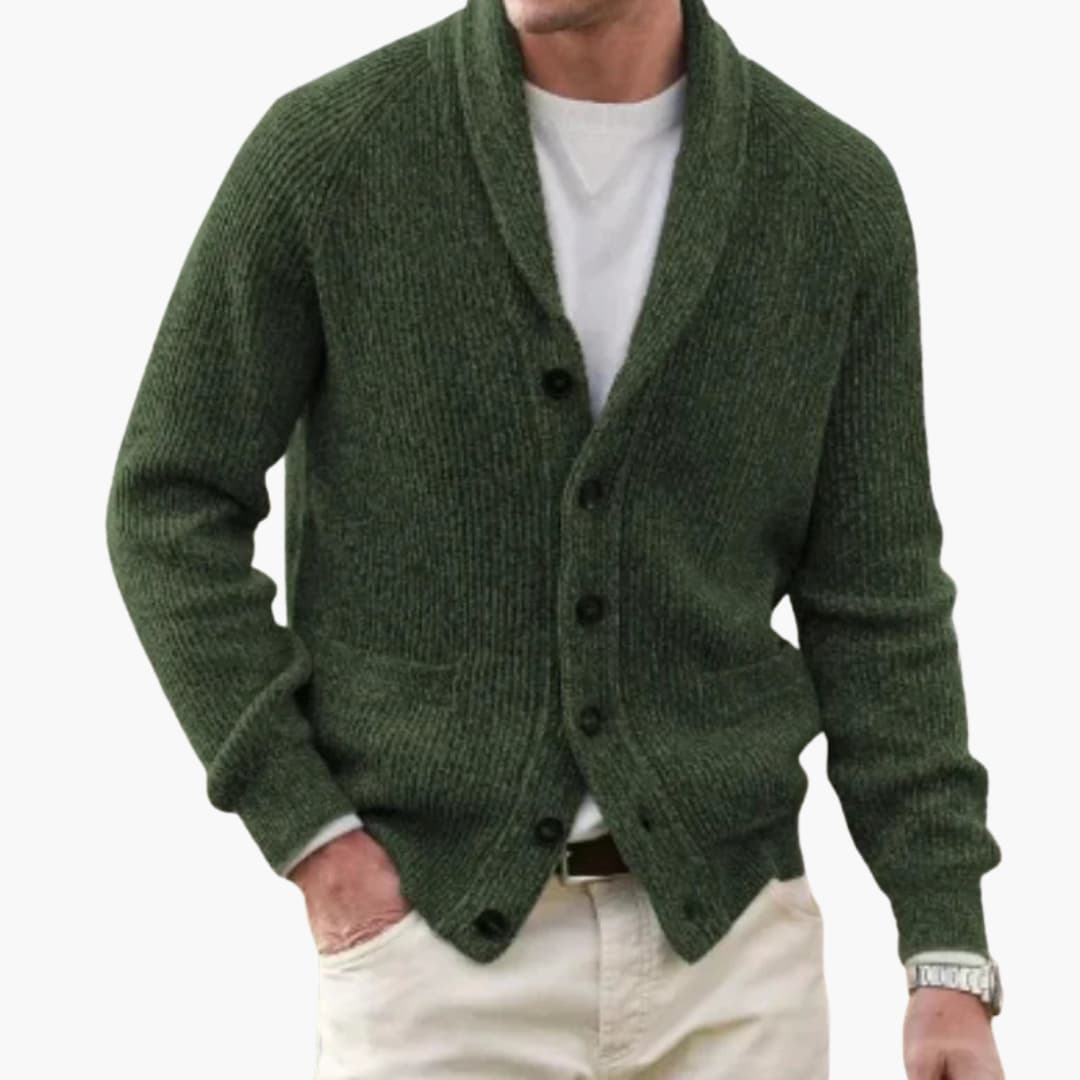 Herren Cardigan mit Schalkragen und Fronttaschen 1