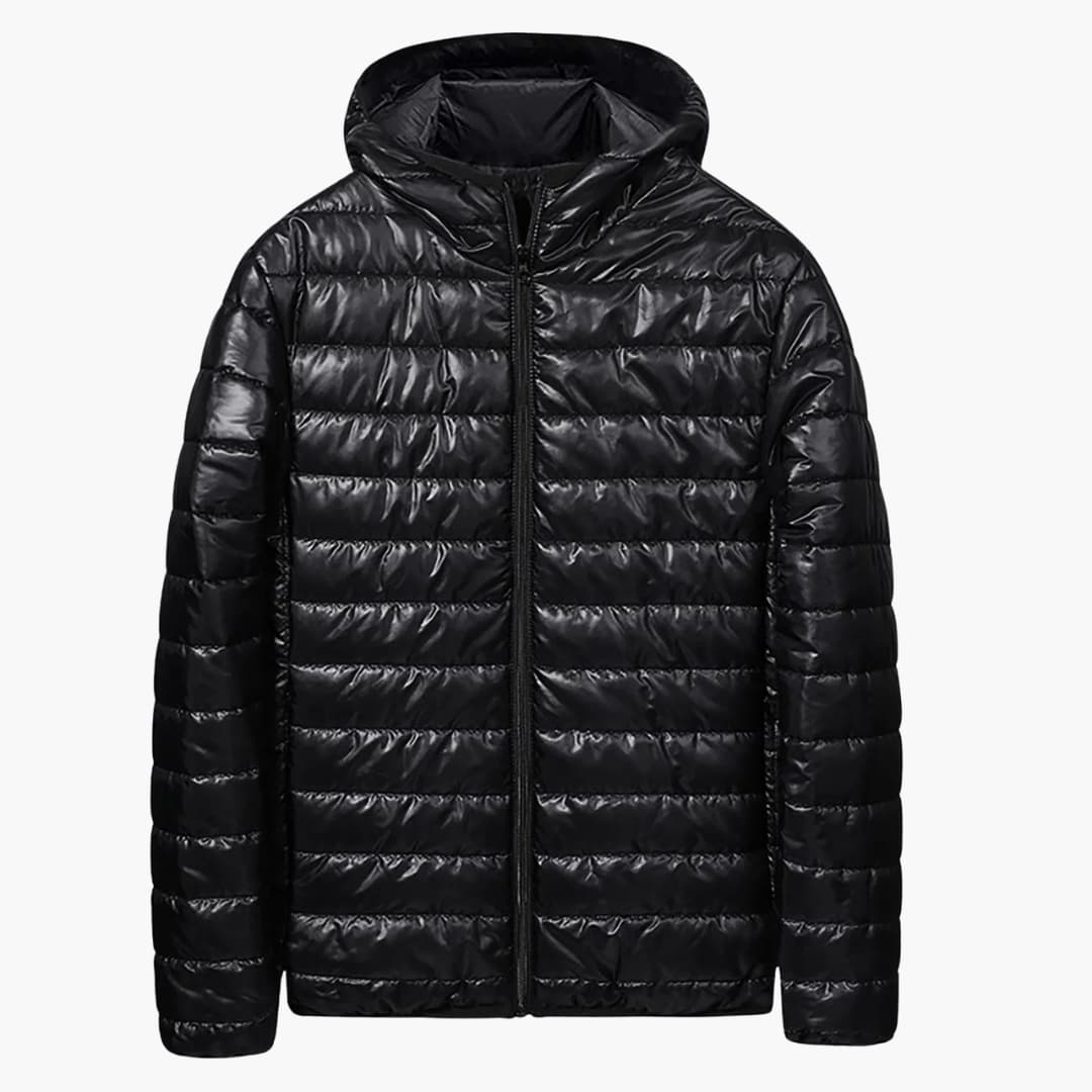 Herren Daunenjacke mit Steppung Kapuze und Frontreißverschluss 3
