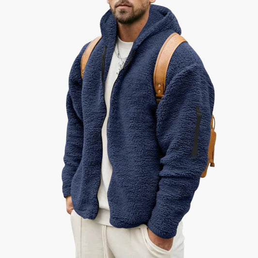 Herren Fleecejacke mit Kapuze und Reißverschluss 0