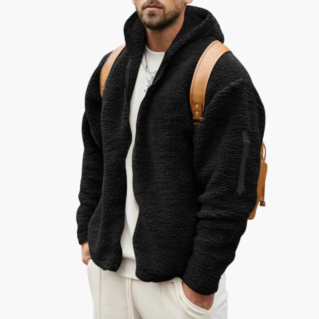 Herren Fleecejacke mit Kapuze und Reißverschluss 1