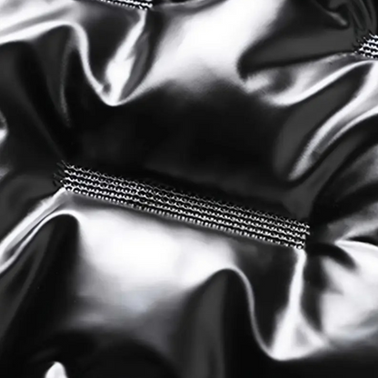 Herren Glänzende schwarze Pufferjacke mit Kapuze | Loravelle 4