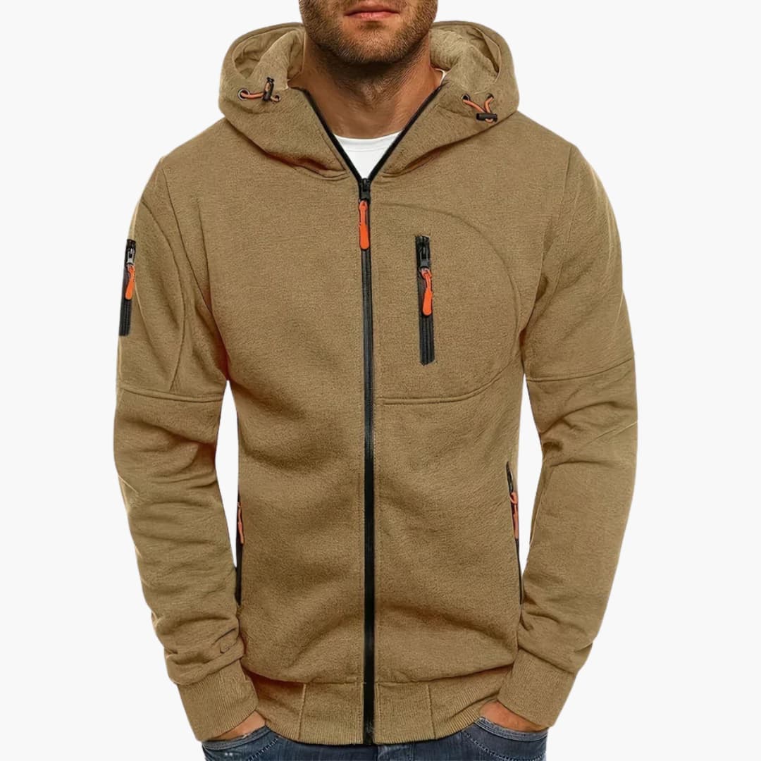 Stilvolle Kapuzenjacke Herren Mit Reissverschluss Fotos