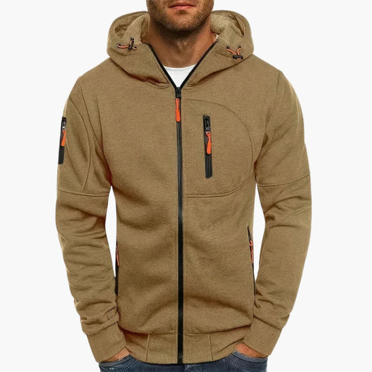 Herren Kapuzenjacke mit Reißverschluss und Taschen Details 0