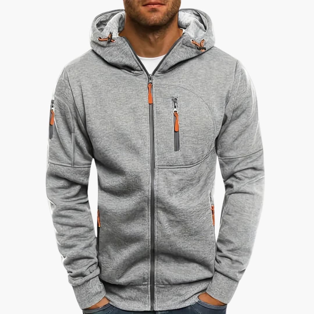 Herren Kapuzenjacke mit Reißverschluss und Taschen Details 2