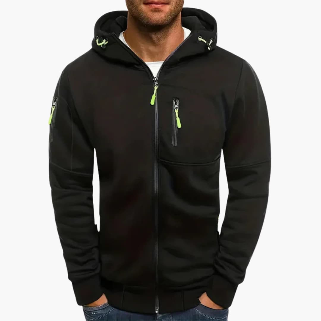 Stilvolle Kapuzenjacke Herren Mit Reissverschluss Fotos
