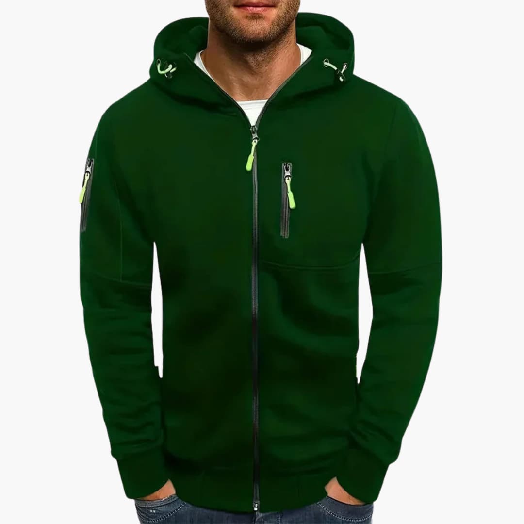 Herren Kapuzenjacke mit Reißverschluss und Taschen Details 4