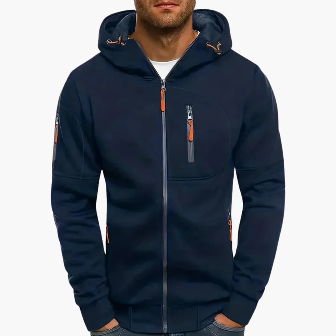 Herren Kapuzenjacke mit Reißverschluss und Taschen Details 5