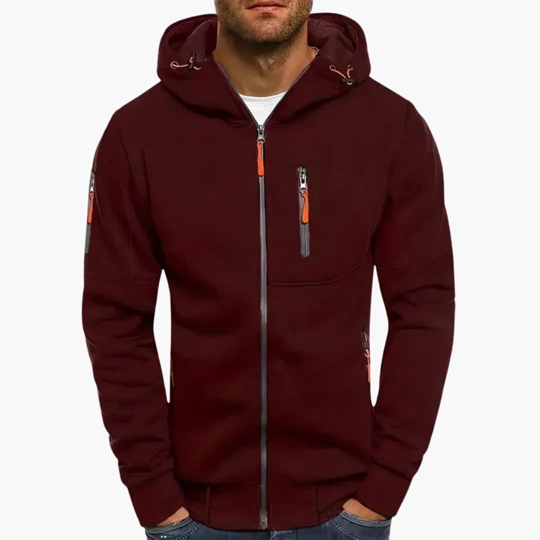 Herren Kapuzenjacke mit Reißverschluss und Taschen Details 6