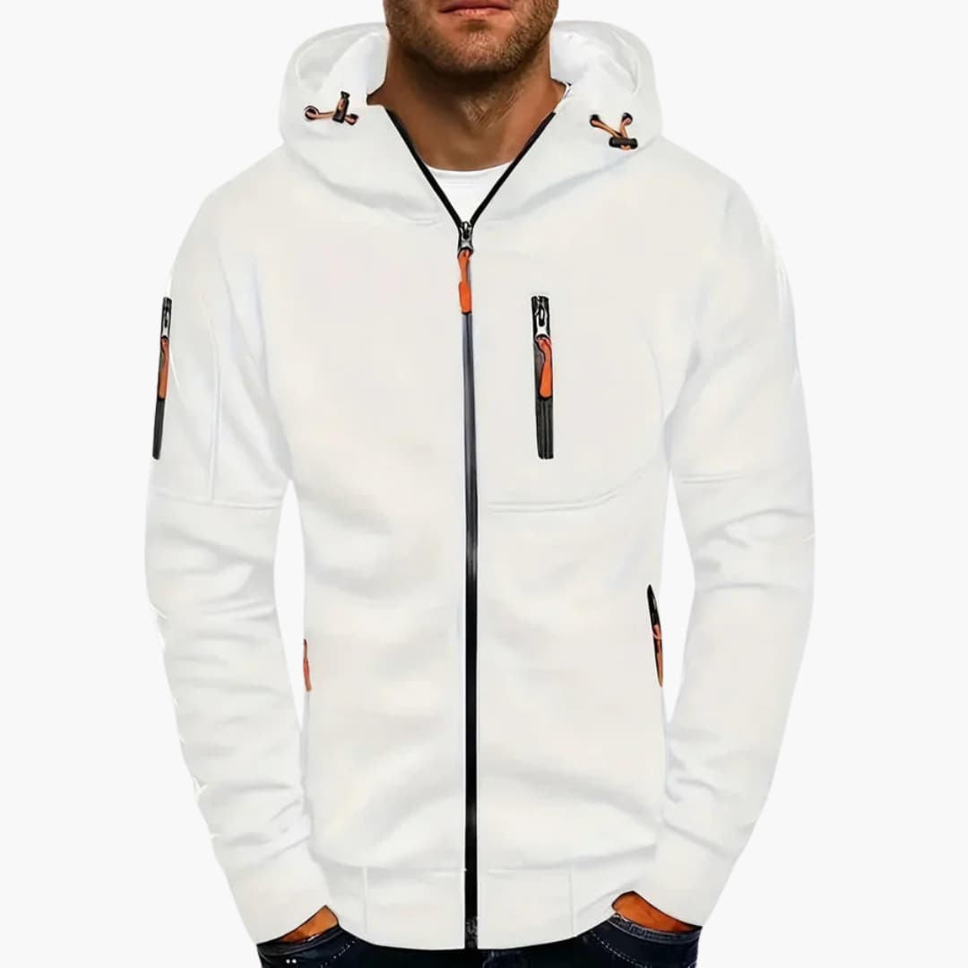 Herren Kapuzenjacke mit Reißverschluss und Taschen Details 7