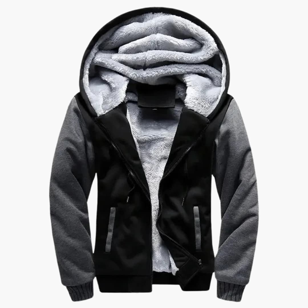 Herren Kapuzenjacke mit durchgehendem Reißverschluss und Fleece-Innenfutter 0