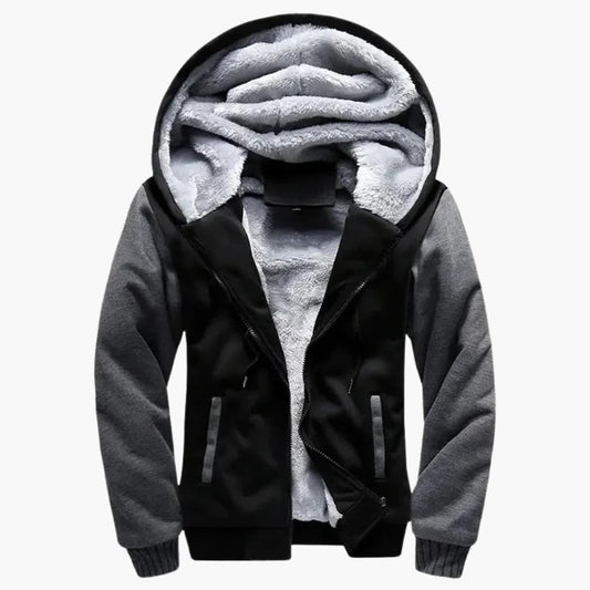 Herren Kapuzenjacke mit durchgehendem Reißverschluss und Fleece-Innenfutter 0