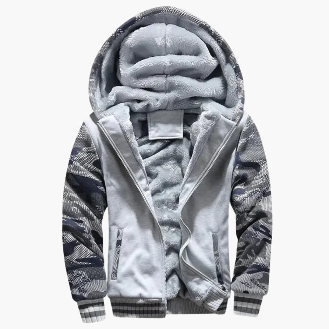 Herren Kapuzenjacke mit durchgehendem Reißverschluss und Fleece-Innenfutter 2