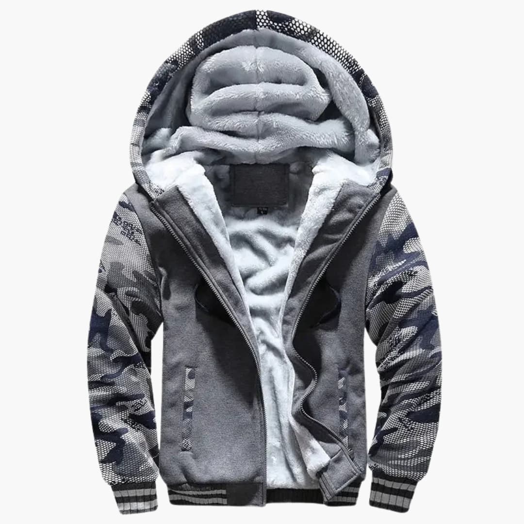 Herren Kapuzenjacke mit durchgehendem Reißverschluss und Fleece-Innenfutter 3