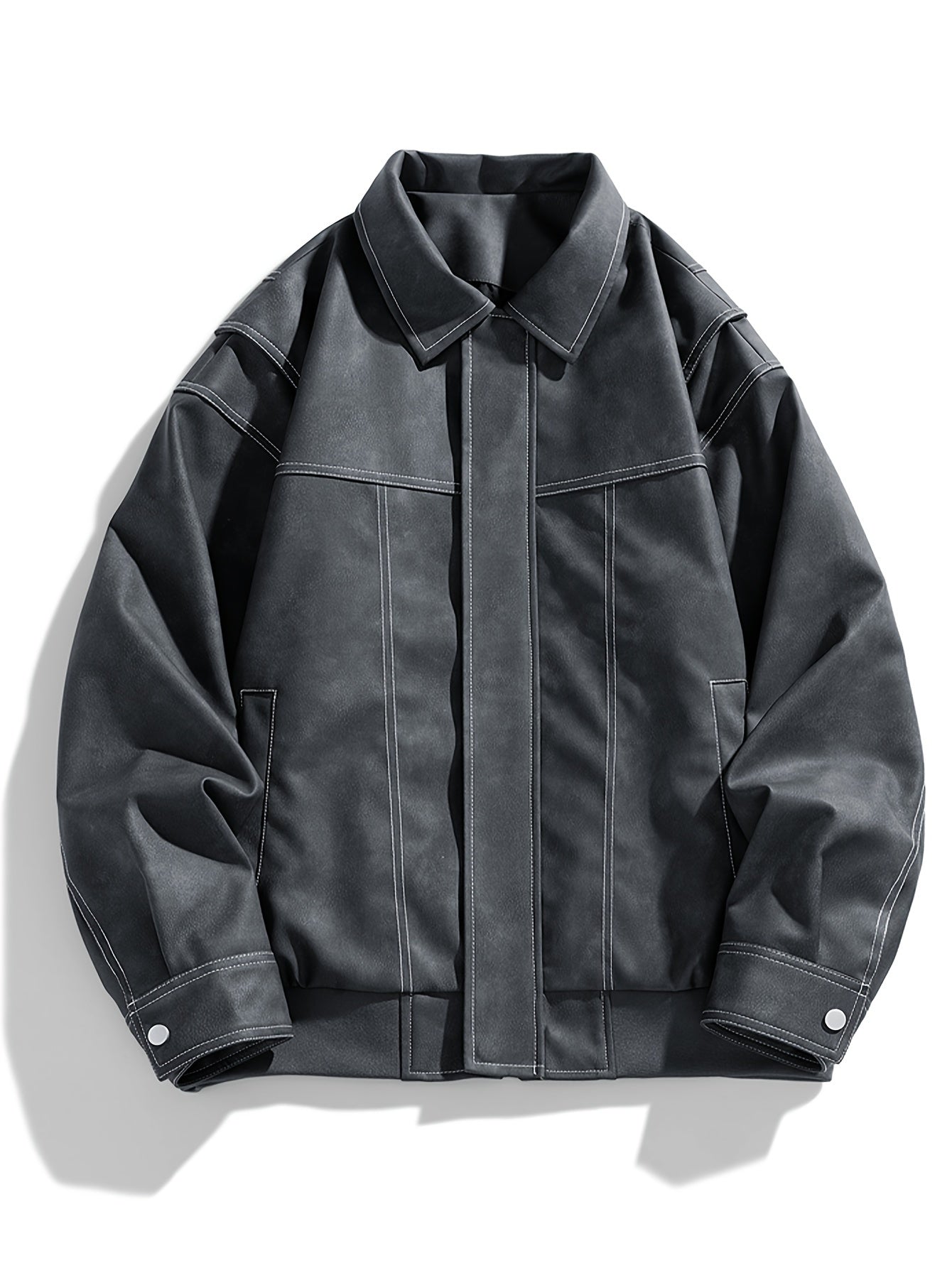 Lederjacke Damen Klappkragen Taschen Schwarz