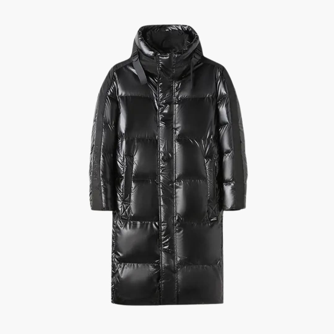 Herren Lang Daunenjacke mit Reißverschluss und Kapuze 3
