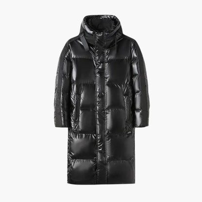 Herren Lang Daunenjacke mit Reißverschluss und Kapuze 3