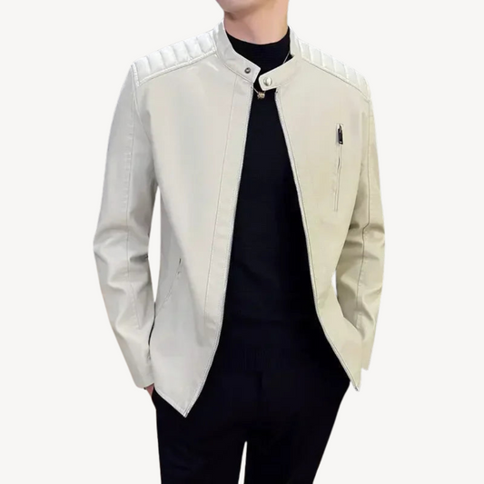 Herren Leder Bikerjacke Lässig Reißverschluss | Loravelle 0