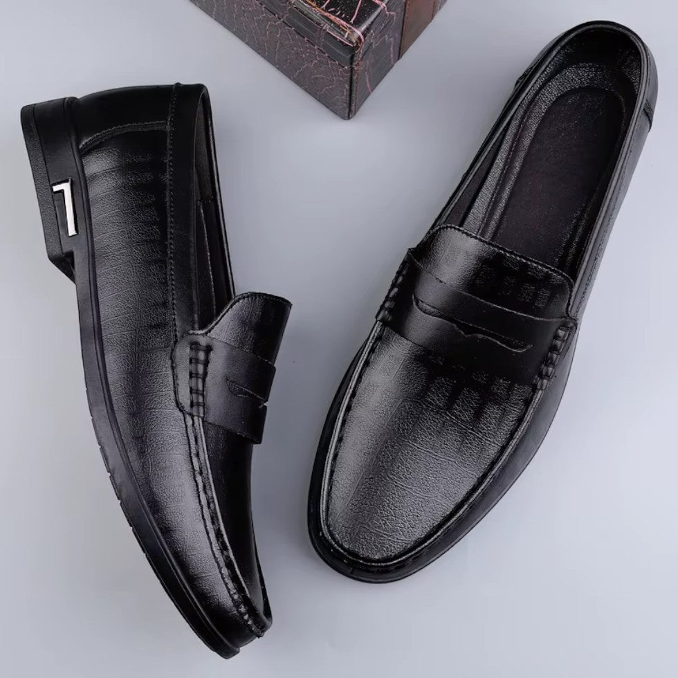 Herren Leder Loafer Slip-On Freizeitschuhe 1