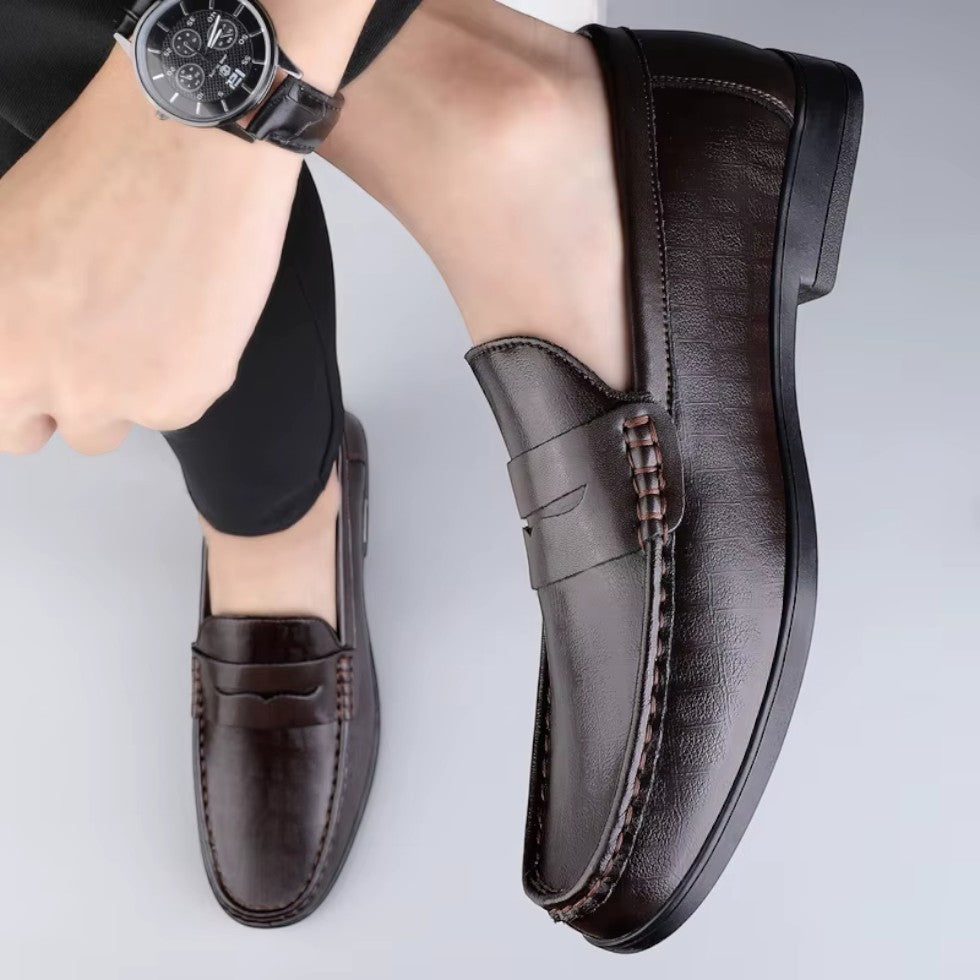 Herren Leder Loafer Slip-On Freizeitschuhe 6