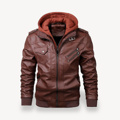 Herren Lederjacke mit Kapuze | Loravelle 0