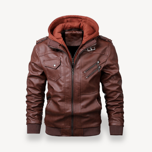 Herren Lederjacke mit Kapuze | Loravelle 0