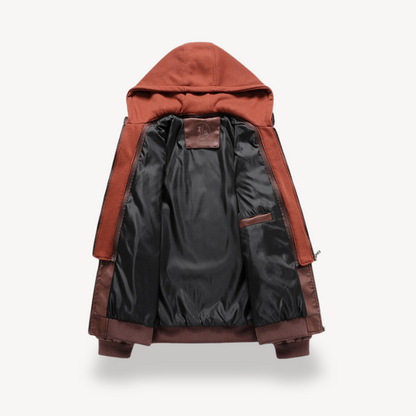 Herren Lederjacke mit Kapuze | Loravelle 1