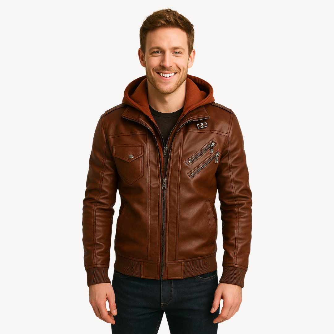 Herren Lederjacke mit Kapuze | Loravelle 3