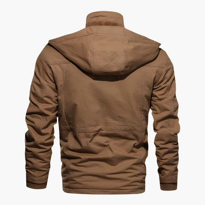Herren Militärjacke mit Kapuze und mehreren Taschen 2