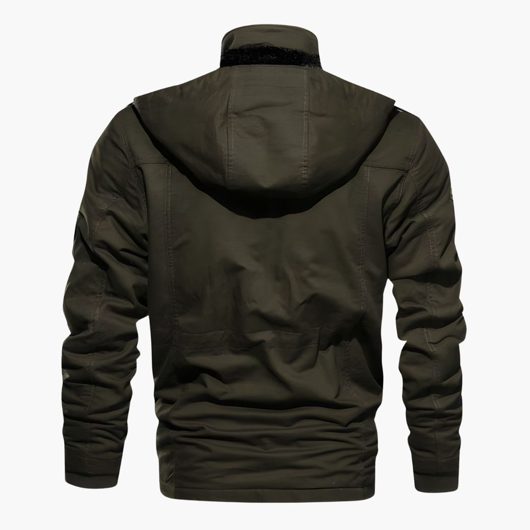 Herren Militärjacke mit Kapuze und mehreren Taschen 5