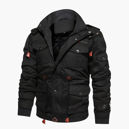 Herren Militärjacke mit Kapuze und mehreren Taschen 6