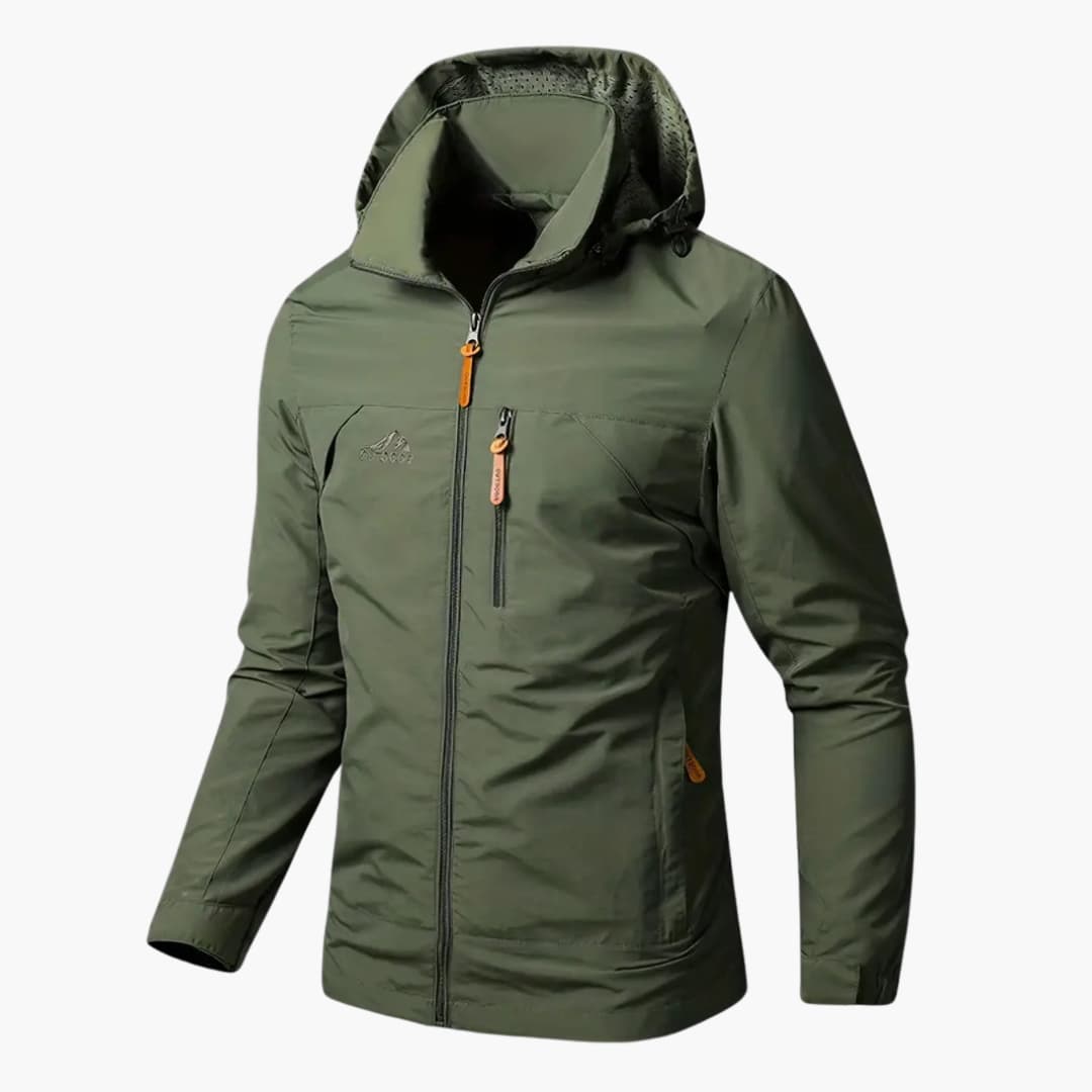 Herren Regenjacke mit Kapuze und Reißverschlusstaschen 0