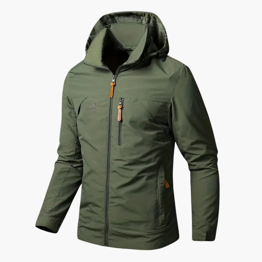 Herren Regenjacke mit Kapuze und Reißverschlusstaschen 0