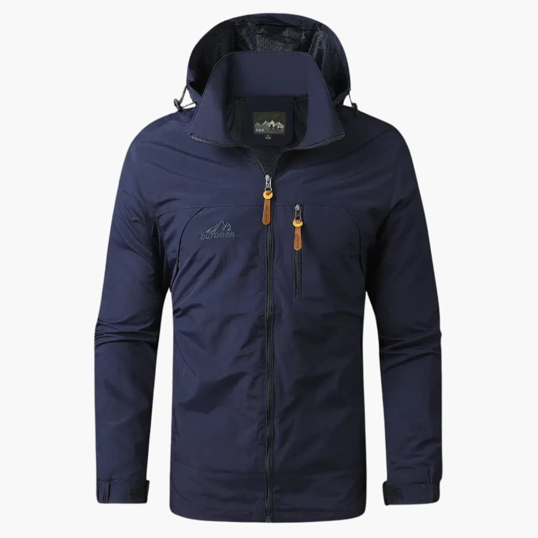 Herren Regenjacke mit Kapuze und Reißverschlusstaschen 1