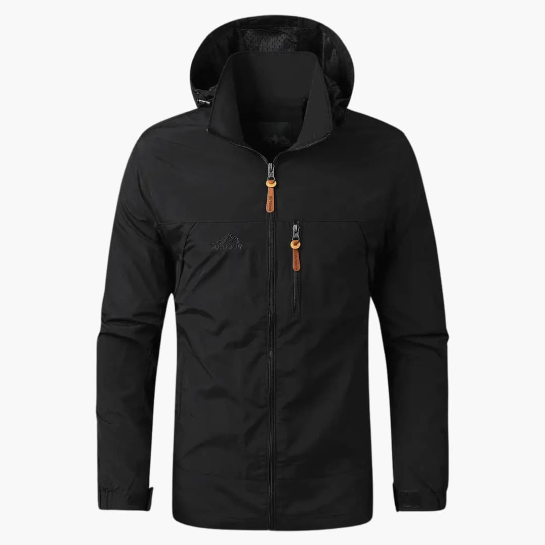 Herren Regenjacke mit Kapuze und Reißverschlusstaschen 2