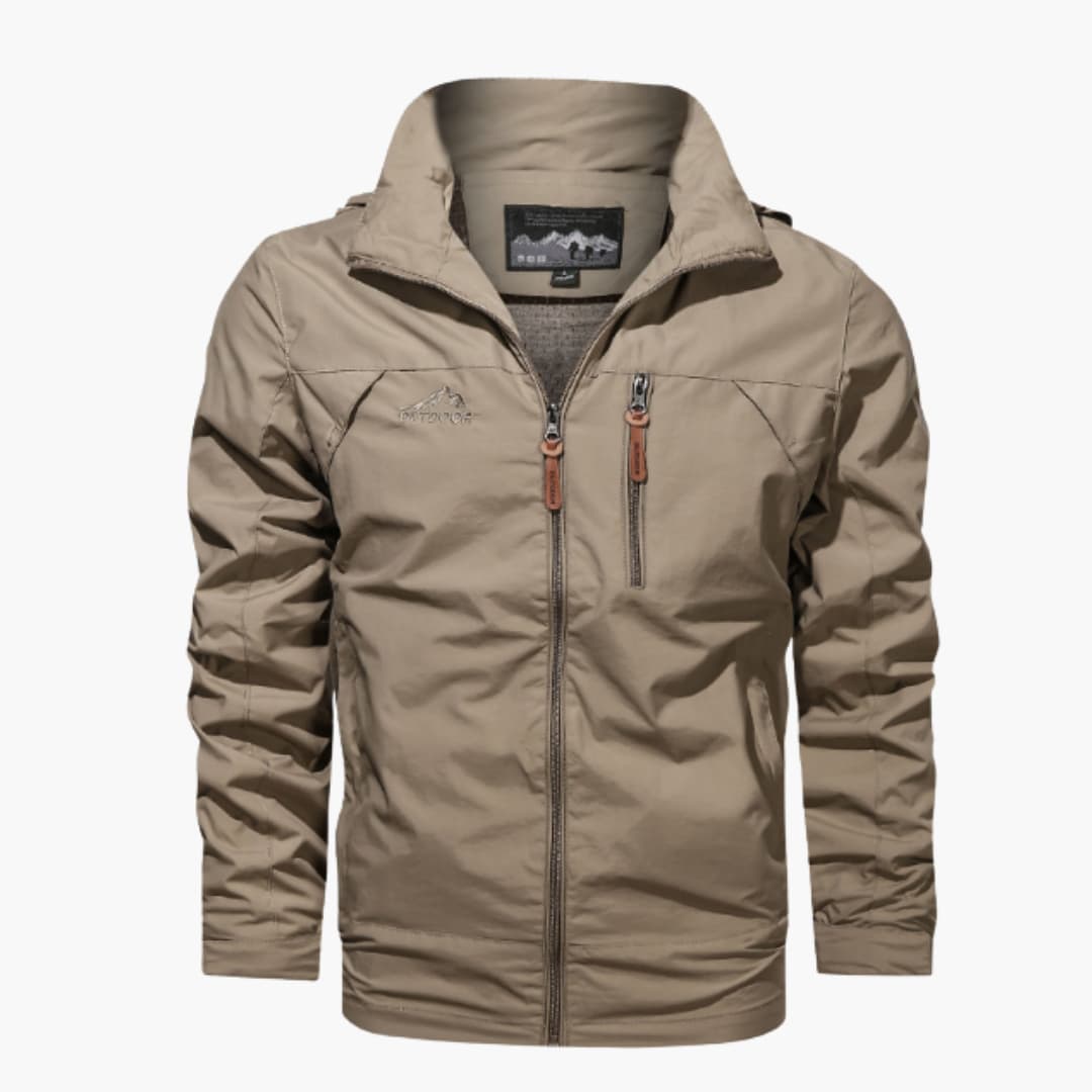 Herren Regenjacke mit Kapuze und Reißverschlusstaschen 3
