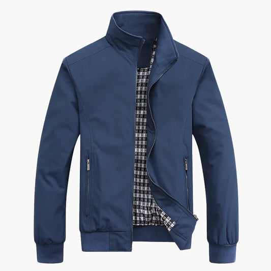 Herren Slim Fit Bomberjacke mit durchgehendem Reißverschluss 0