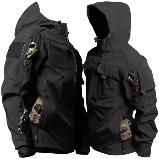 Herren Softshelljacke mit Frontreißverschluss und verstellbarer Kapuze 0