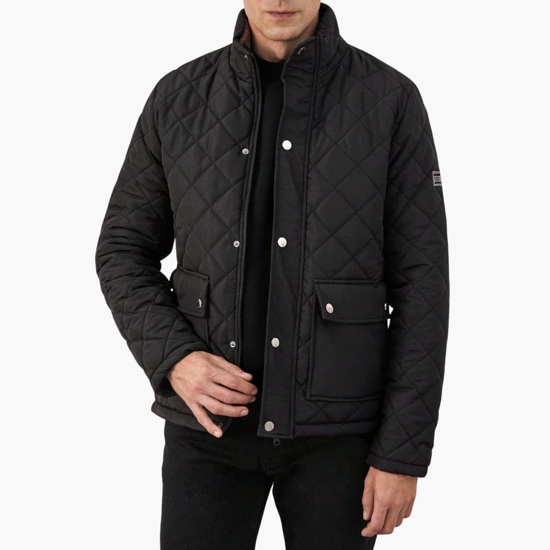 Herren Stepp Winterjacke mit hohem Kragen und Druckknopfverschluss 0