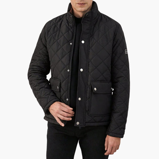 Herren Stepp Winterjacke mit hohem Kragen und Druckknopfverschluss 0
