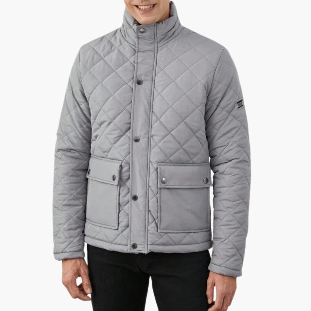 Herren Stepp Winterjacke mit hohem Kragen und Druckknopfverschluss 2