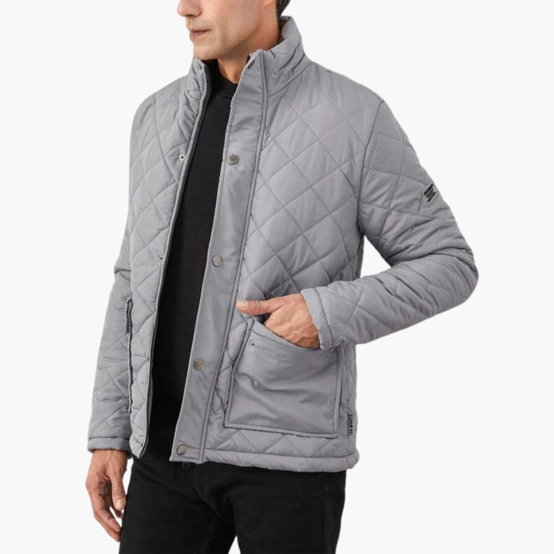 Herren Stepp Winterjacke mit hohem Kragen und Druckknopfverschluss 3