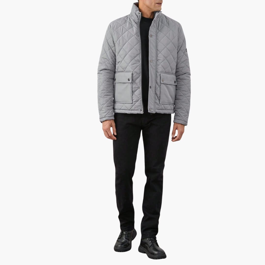 Herren Stepp Winterjacke mit hohem Kragen und Druckknopfverschluss 4