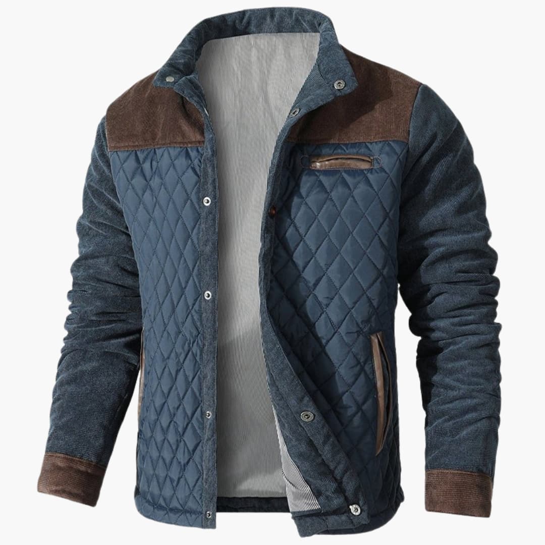 Herren Steppjacke mit Druckknöpfen und Kontrastpanelen 0