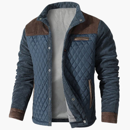 Herren Steppjacke mit Druckknöpfen und Kontrastpanelen 0
