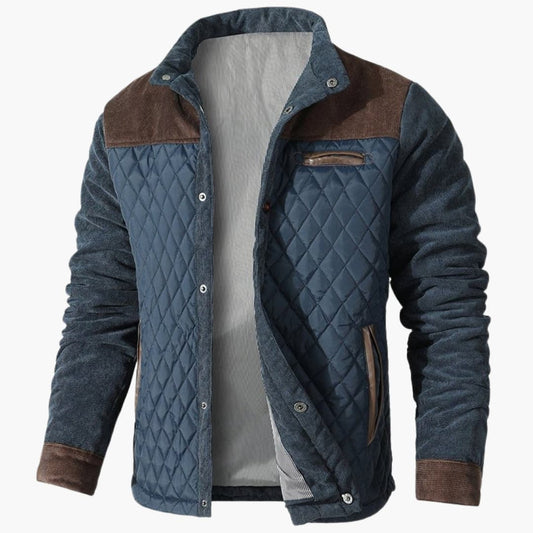 Herren Steppjacke mit Druckknöpfen und Kontrastpanelen 0
